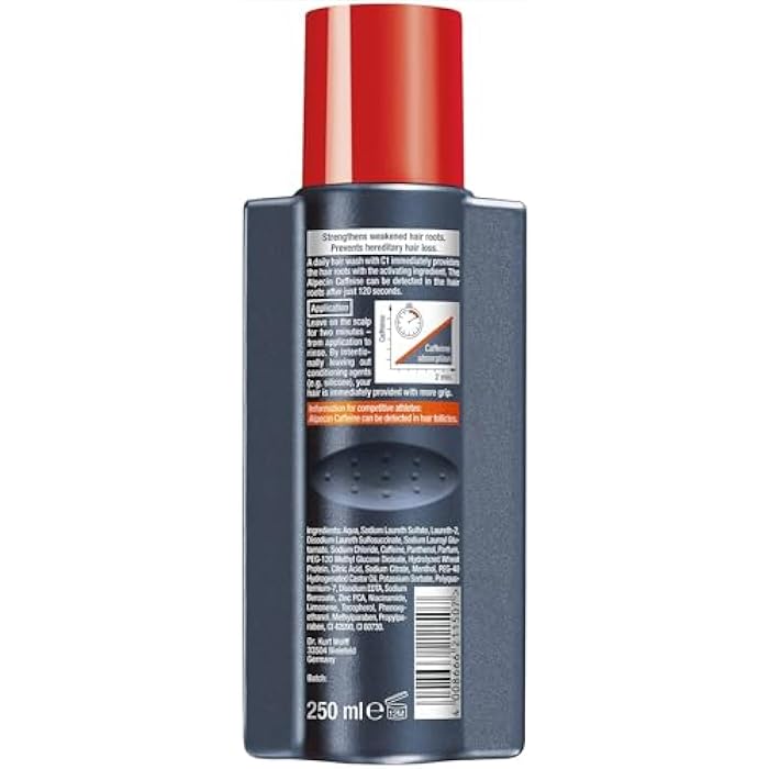 Alpecin Caffeine Shampoo C1,250ml and Liquid, 200ml Against Hair Loss in Men(Bundle Set) - Image 2